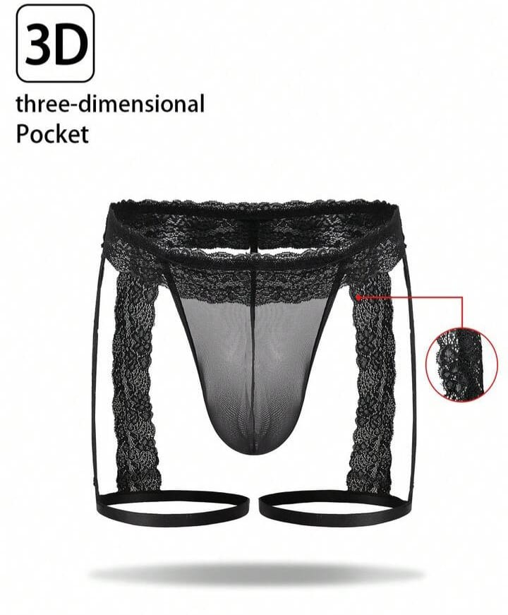 FANDY Men's in Black Lace Waist Low Briefs Underwear